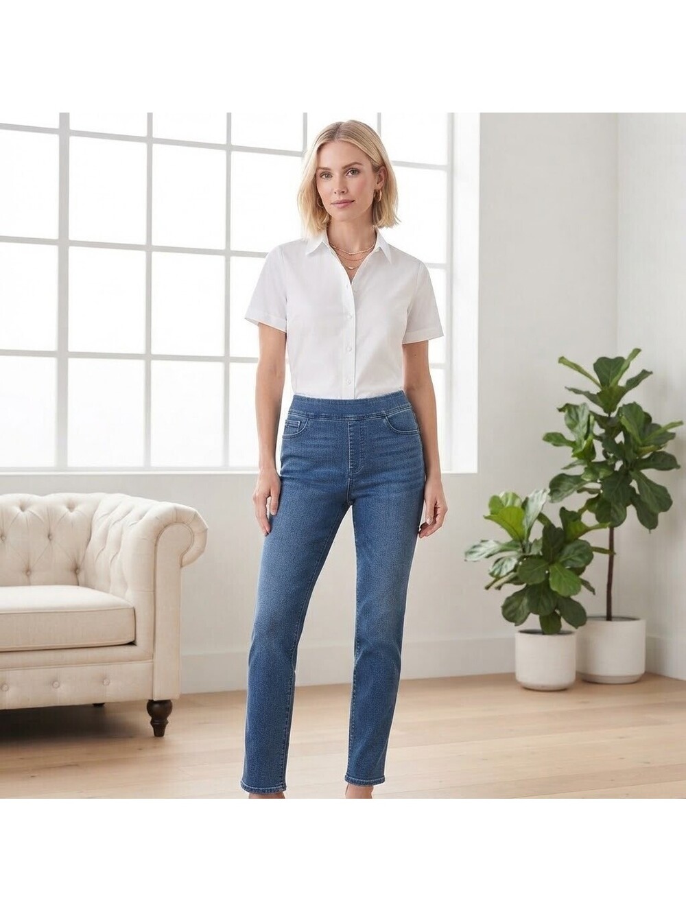 Allison Daley Petite Jeans Women 8P Blue Elastic Waist